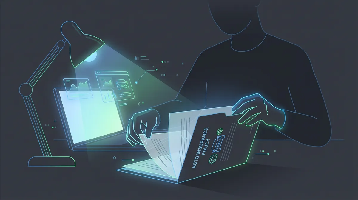 Analiza dokumentów polisy ubezpieczeniowej przy biurku